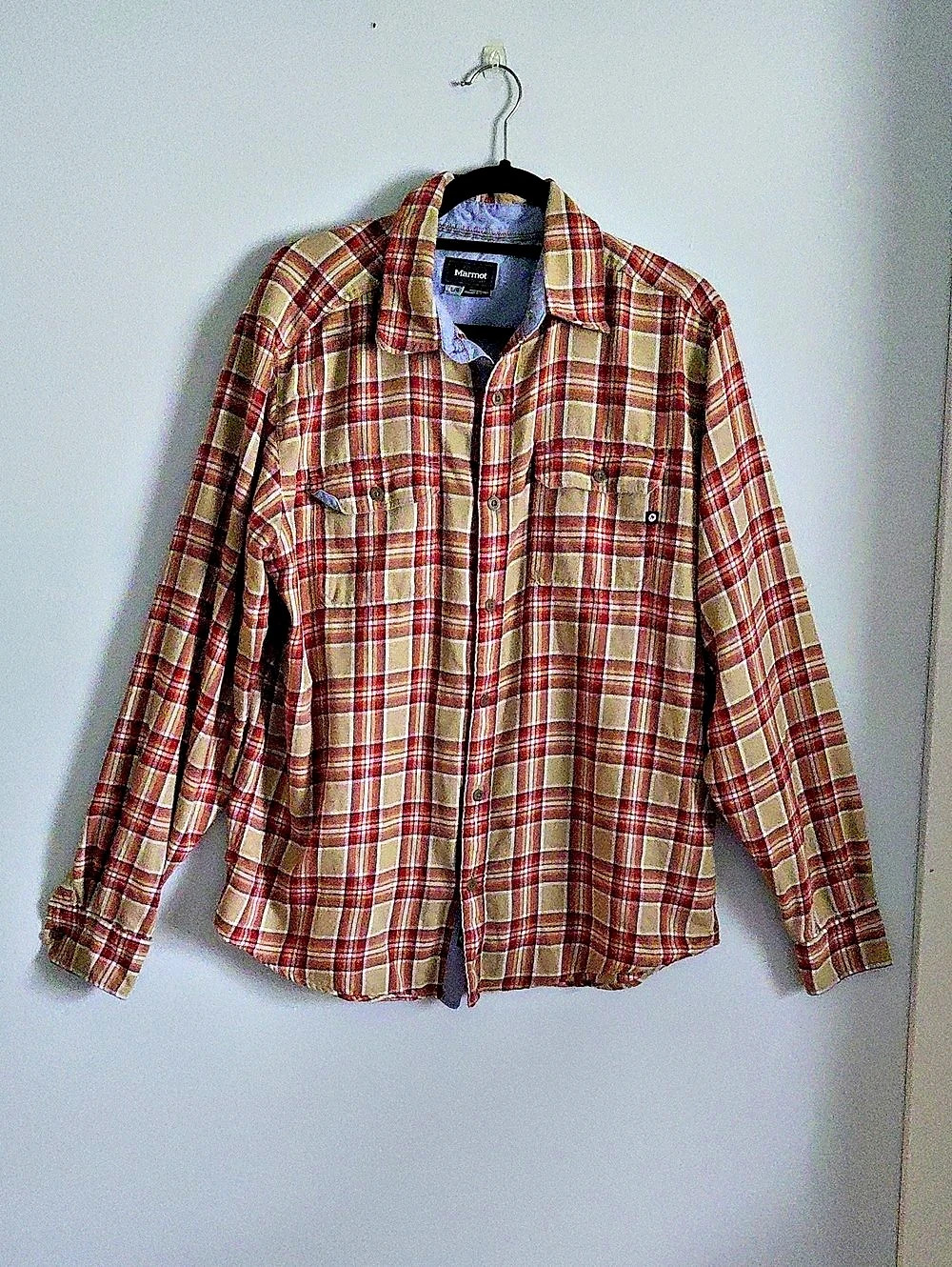 Marmot Mens Plaid Flannel Long Sleeve Button Down Shirt Gorpcore Lumber Jack L
